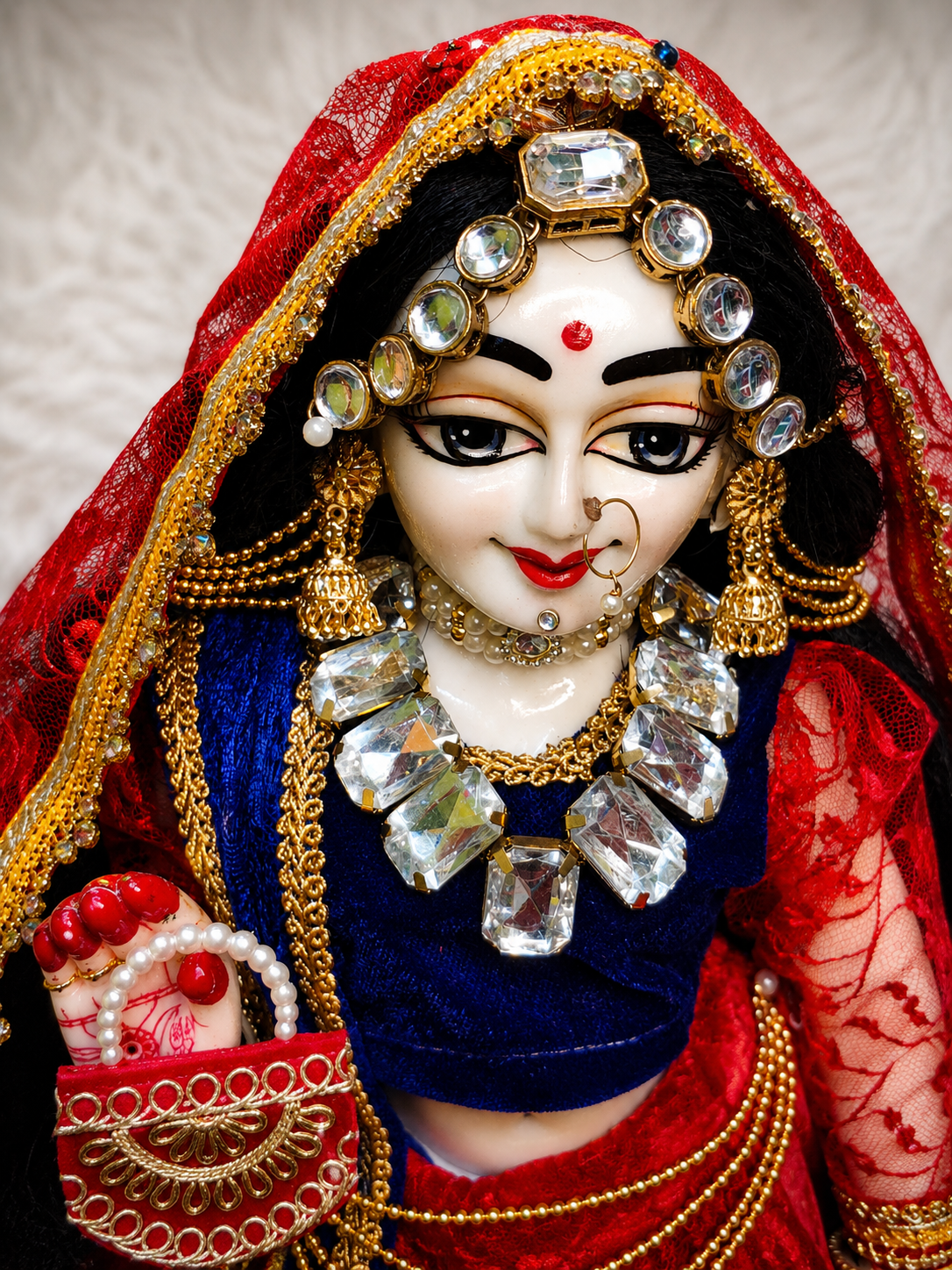 Royal Blue & Red Designer Radha Rani Shringar Set