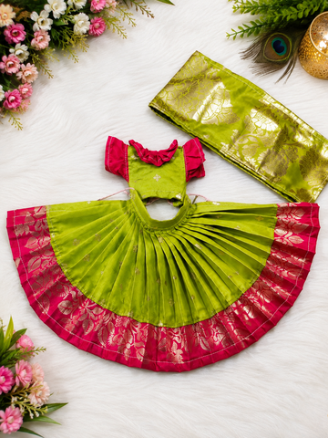 Green & Pink Designer Poshak Set with Dupatta