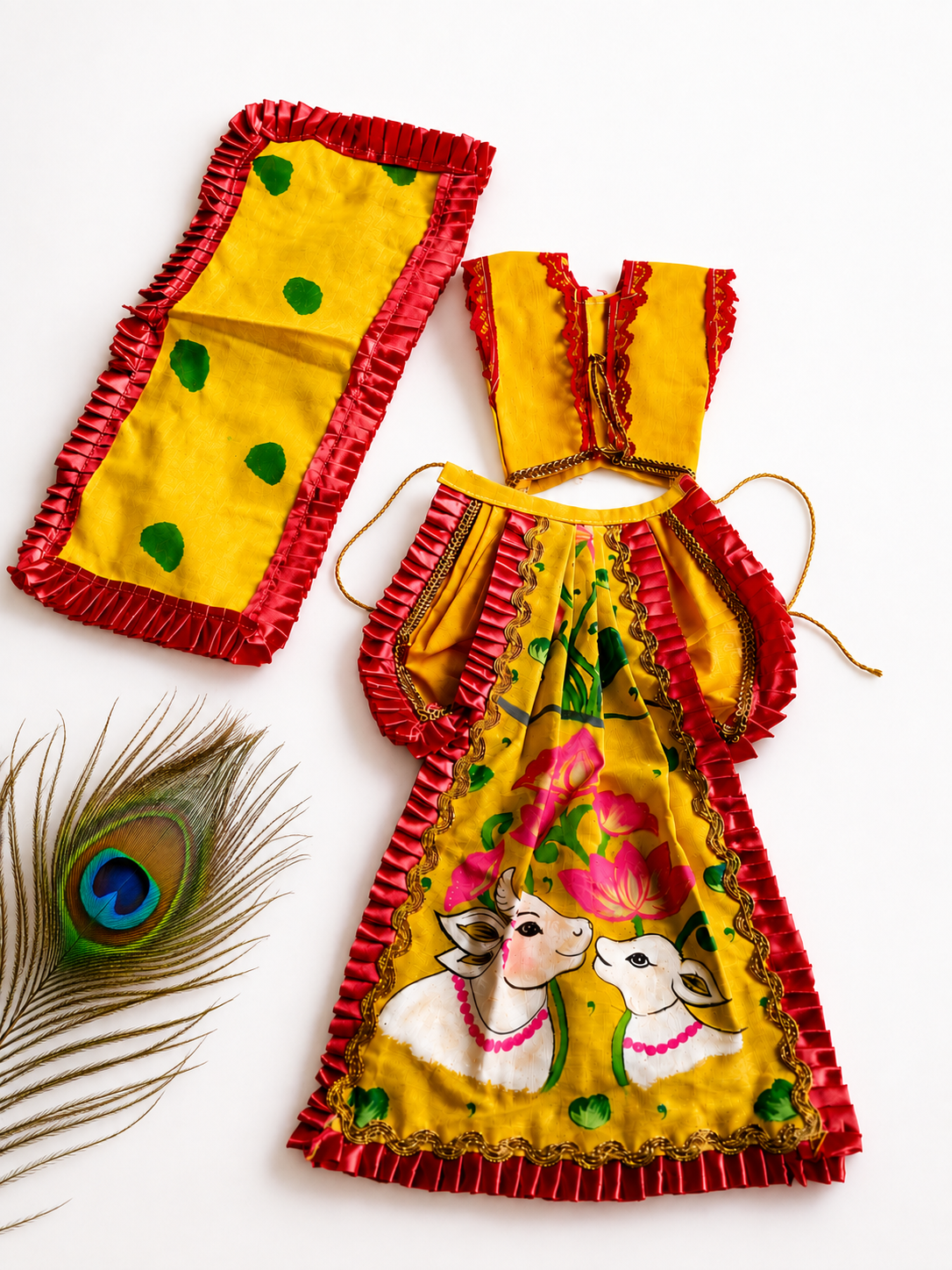 Yellow & Red Printed Designer Poshak Set