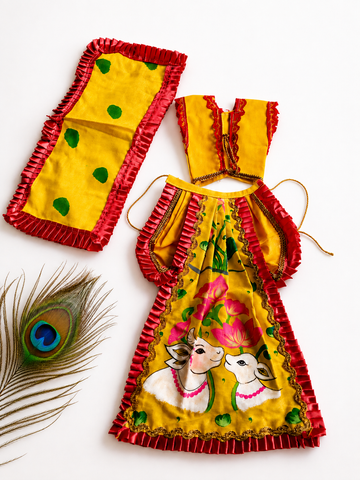 Yellow & Red Printed Designer Poshak Set