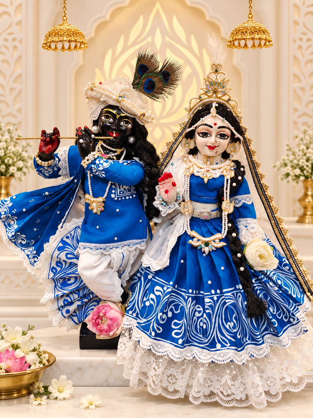 Royal Blue Radha Krishna Designer Poshak Set